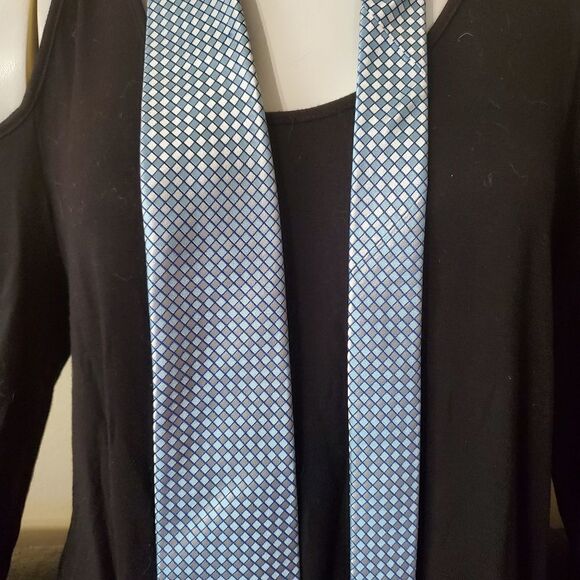 Sean John Blue & White Checkered Silk Tie - Picture 2 of 5